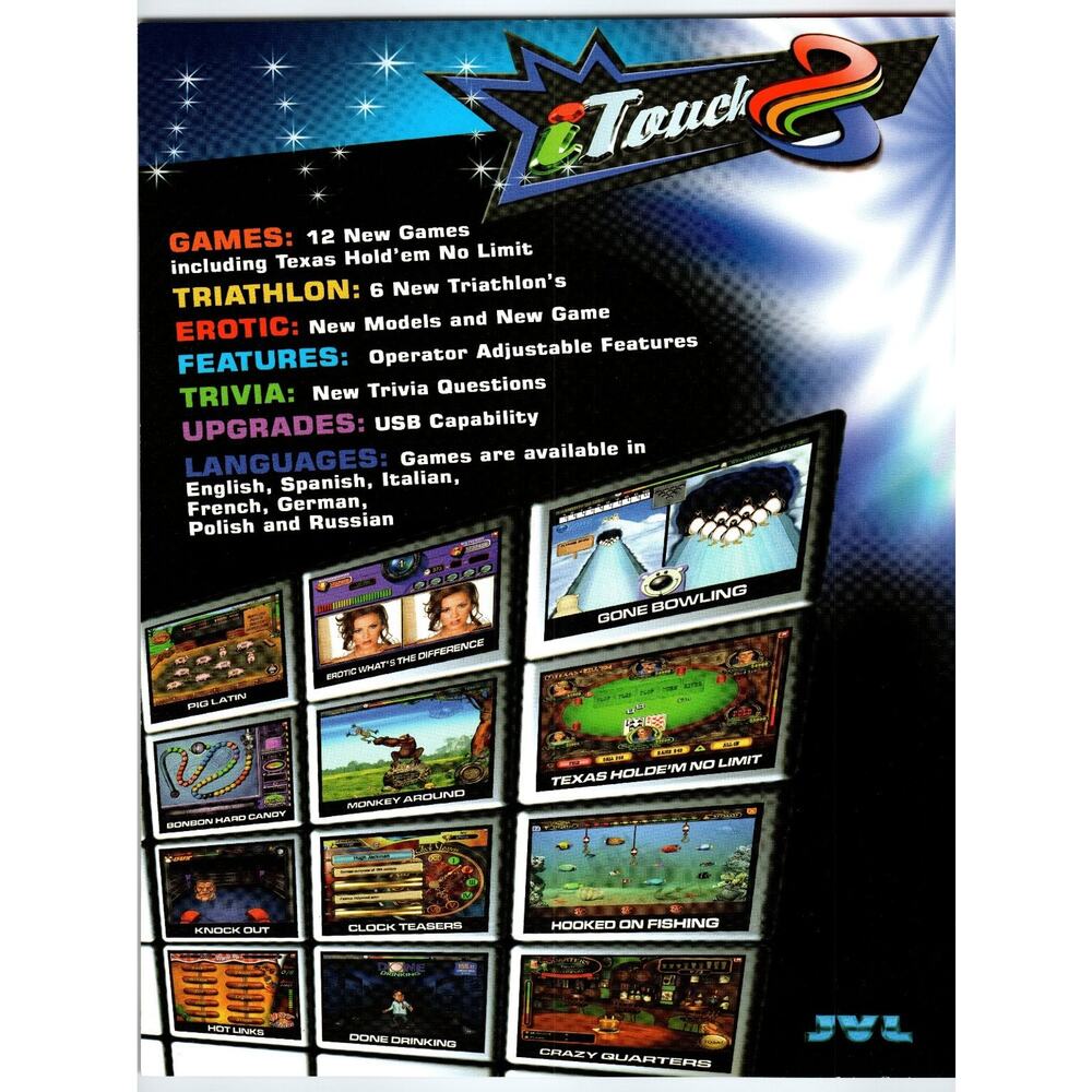 JVL iTouch 2005 Game Flyer 130 Games Action Puzzle Strategy Cards